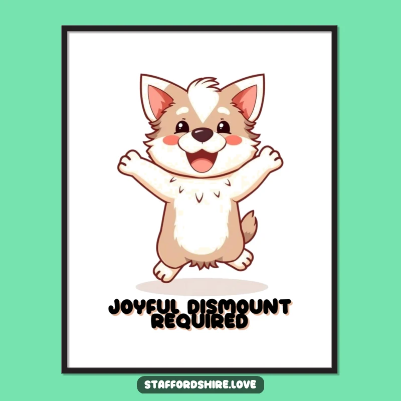 Funny Kawaii Staffordshire Poster: Happy Jump Charm for Walls
