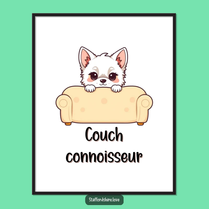 Funny Kawaii Staffordshire Poster: Peeking Pup Charm for Walls