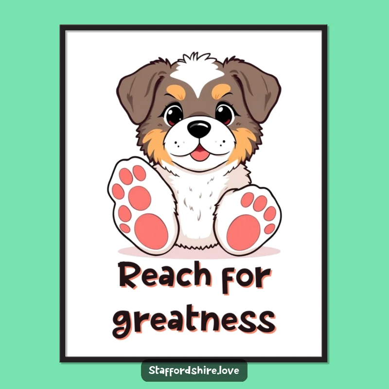 Funny Kawaii Staffy Paws Poster: Playful Dog Art, Hilarious Gift