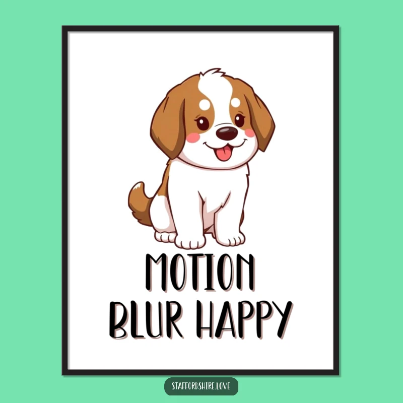 Funny Saint Bernard Poster: Wagging Tail Art, Energetic Wall Decor, Unique Funny Gift