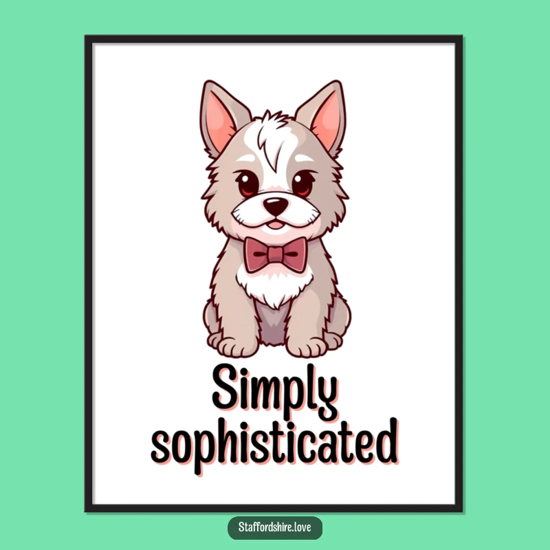 Funny Kawaii Staffordshire Art Print - Dapper Dog Decor Gift