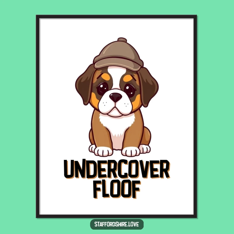 Funny Detective Saint Bernard Puppy Poster - Hilarious Canine Investigator Art
