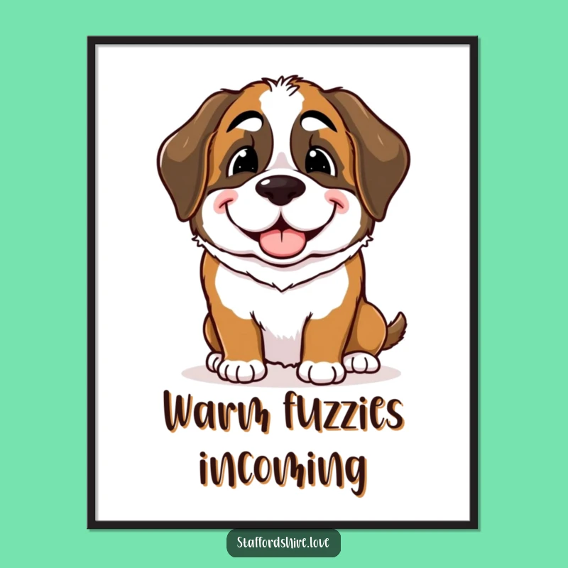 Funny Saint Bernard Nudge Poster: Adorable Wall Art for Dog Lovers!