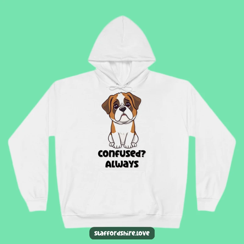 Funny Kawaii Saint Bernard Hoodie - Cozy Confused Pup, Ideal Funny Gift for Dog Fans