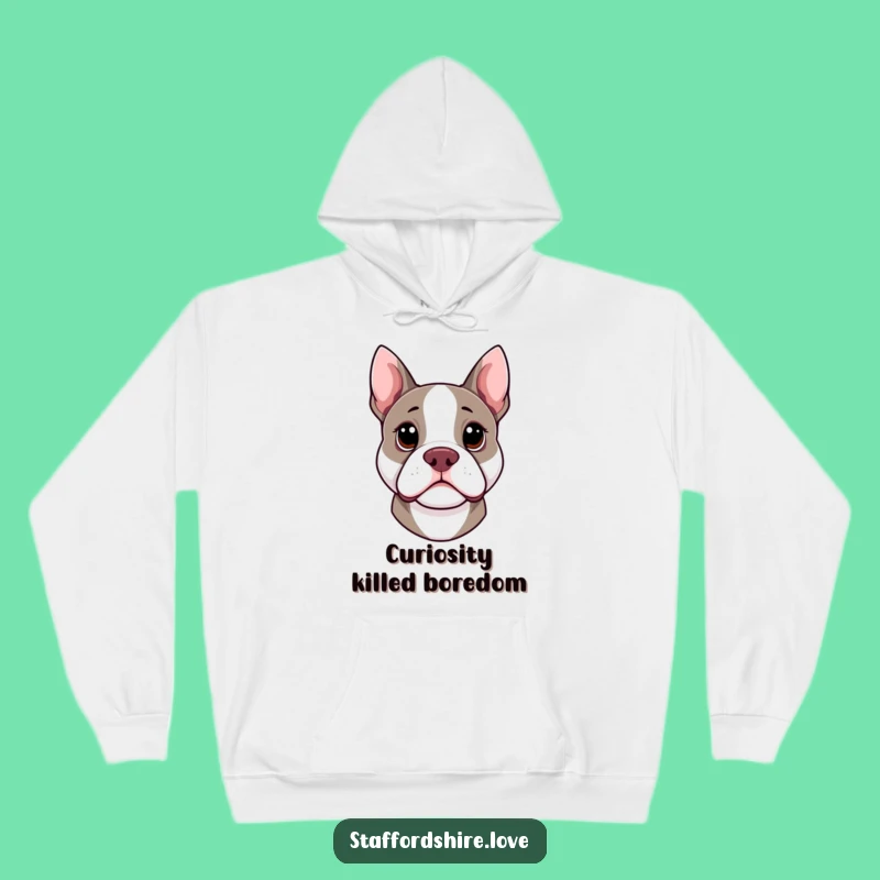 Cozy Funny Kawaii Staffy Hoodie - Warmth for Curious Canine Admirers