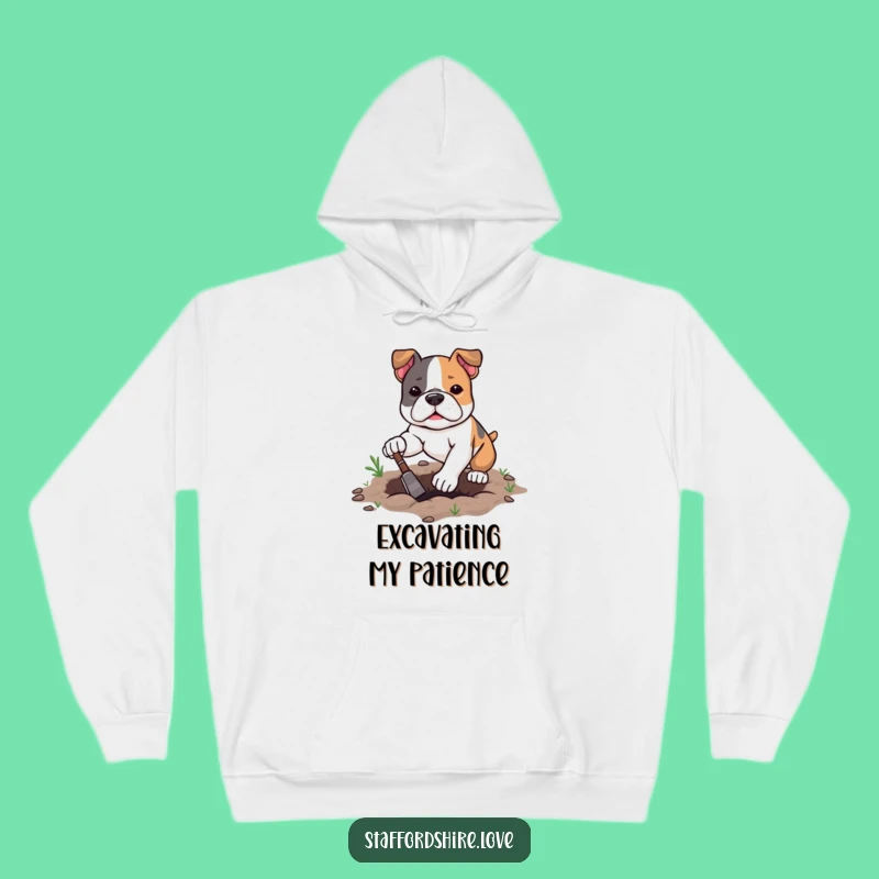 Cozy Funny Kawaii Staffy Hoodie - Warmth for Determined Dog Diggers