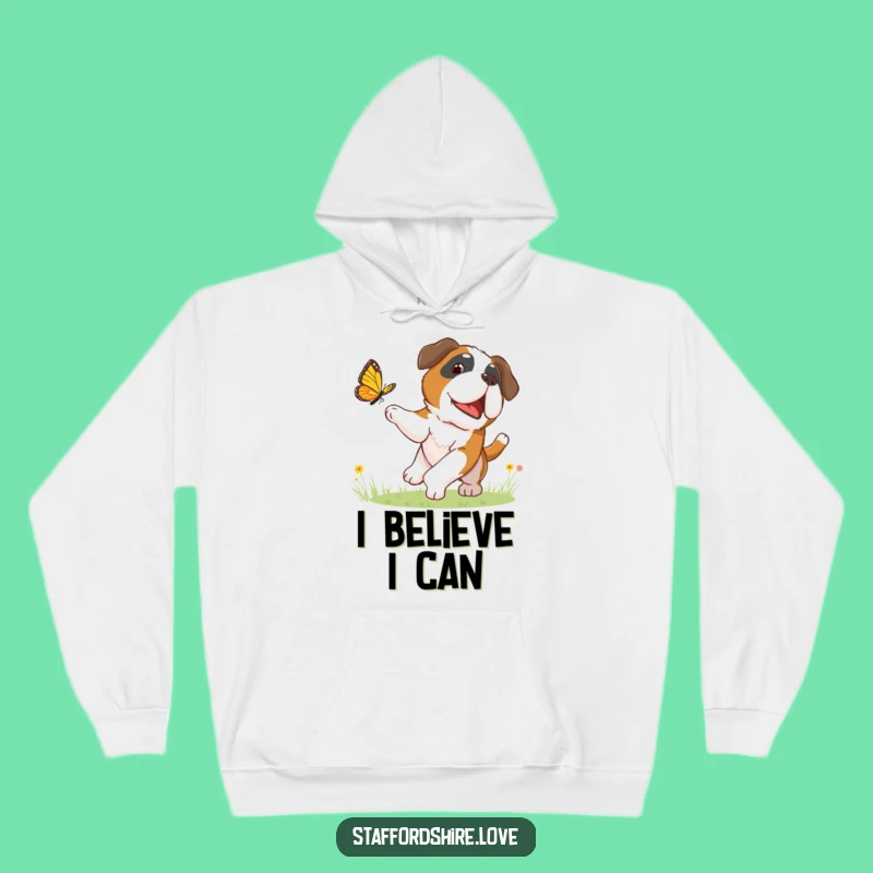 Funny Butterfly Chasing Hoodie - Cozy Saint Bernard Playful Dog Gift