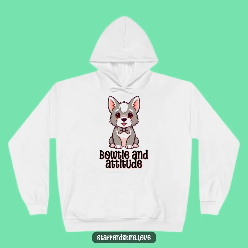 Funny Kawaii Staffy Bowtie Hoodie: Cozy and Comical Dapper Dog Apparel