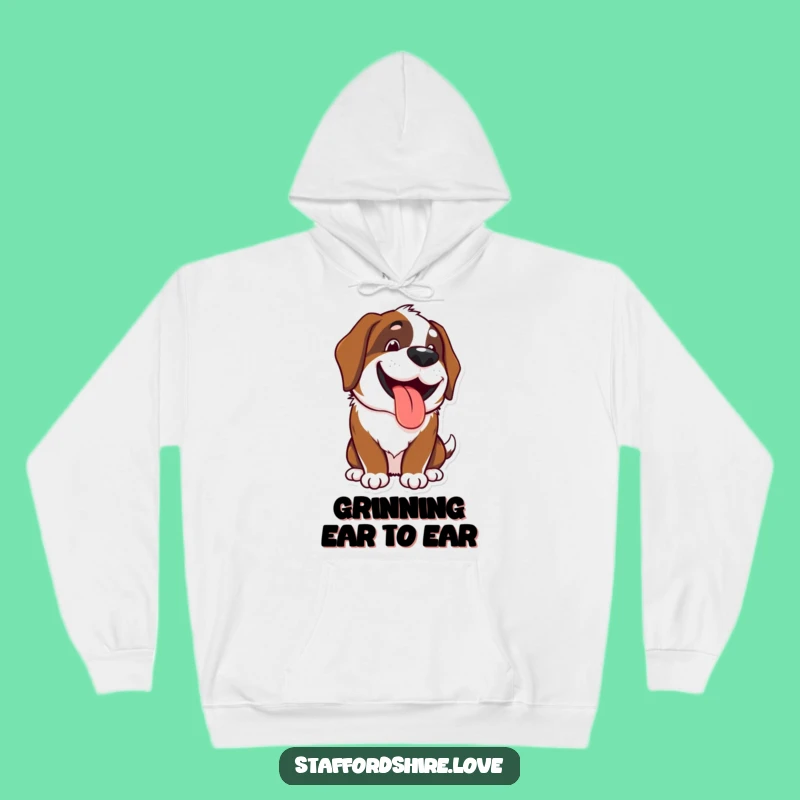 Funny Kawaii Saint Bernard Hoodie - Cozy Happy Dog, Ideal Funny Gift for Fans