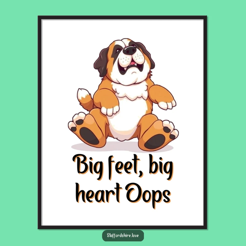 Free Printable Wall Art: Clumsy Saint Bernard, Funny Downloadable Decor for a Playful Home