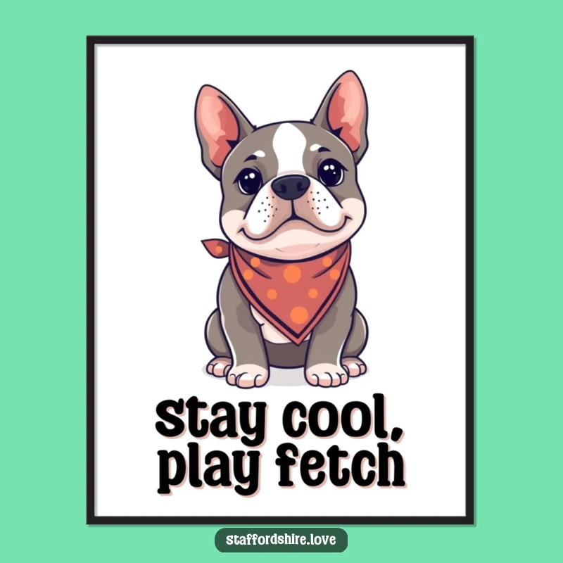 Free Printable Wall Art: Funny Cool Staffy Bandana, Stylish Downloadable Decor