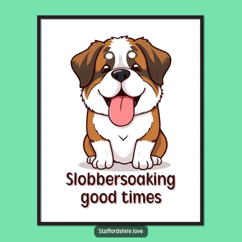 Free Printable Wall Art: Happy Saint Bernard Sigh, Funny Dog Downloadable Decor