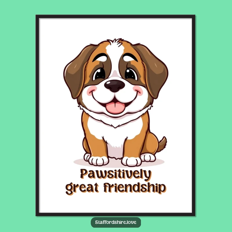 Free Printable Wall Art: Nudging Saint Bernard - Warm Doggy Downloadable Decor