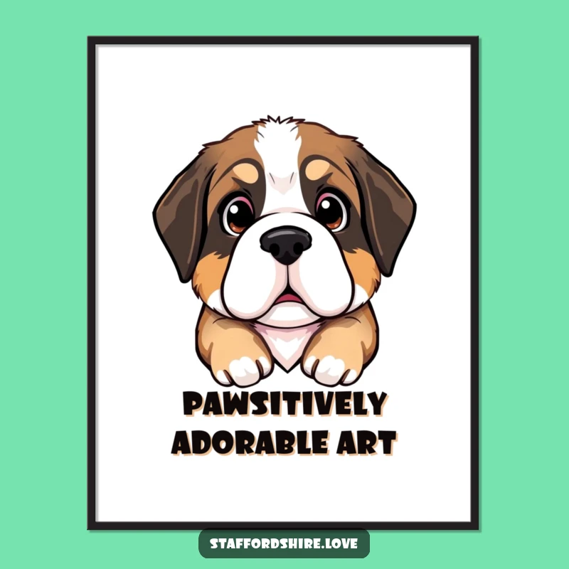 Free Printable Wall Art: Pleading Puppy Saint Bernard, Funny Dog Downloadable Decor