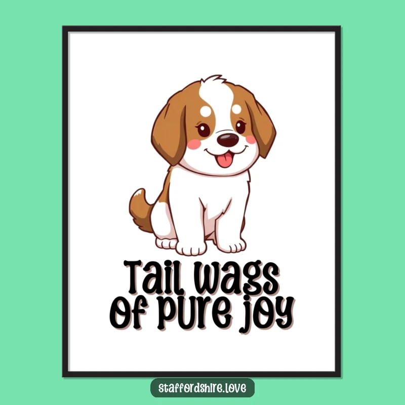 Funny Free Printable Wall Art: Enthusiastic Saint Bernard Tail Wag for Happy Homes
