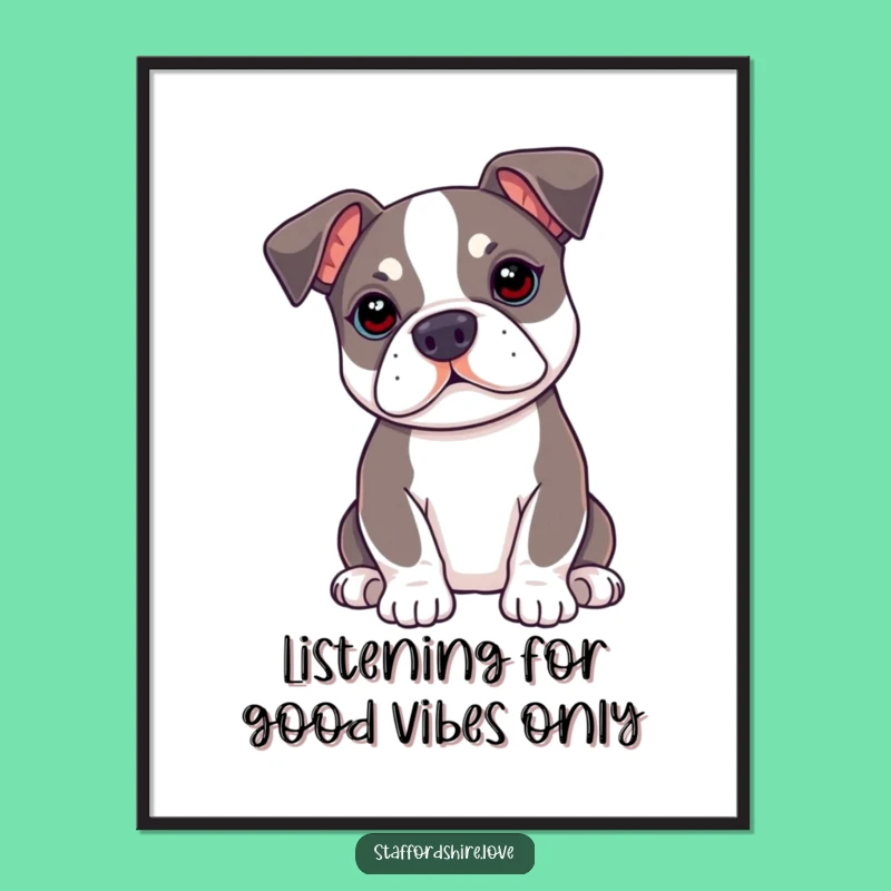 Free Printable Wall Art: Alert Staffy Ears - Downloadable Dog Lover Decor