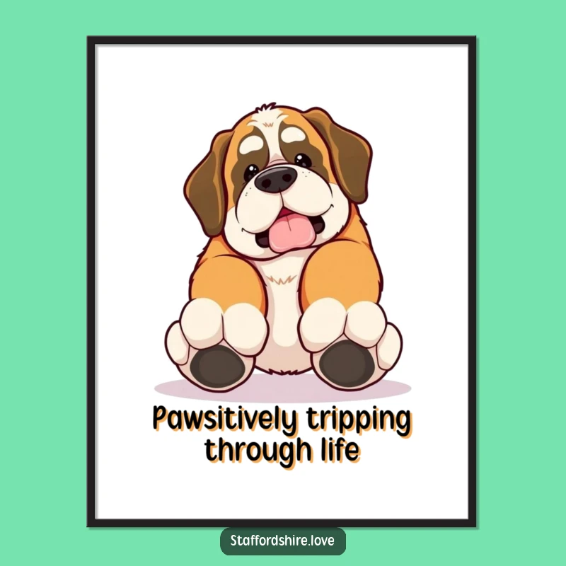 Comical Free Printable Wall Art: Tripping Saint Bernard Decor