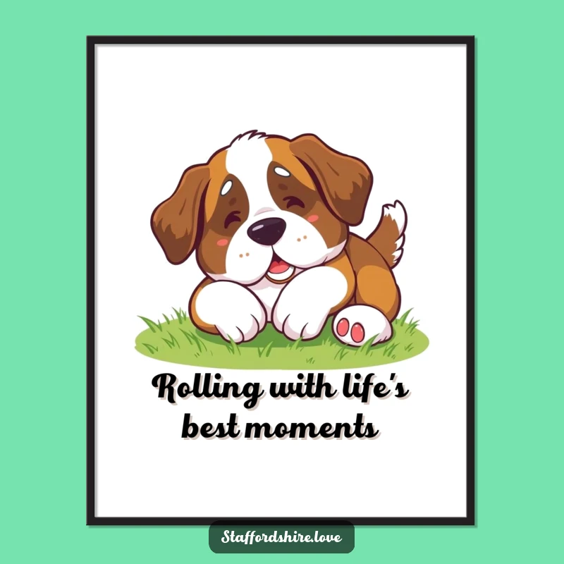 Funny Free Printable Wall Art: Clumsy Kawaii Saint Bernard - Downloadable Decor