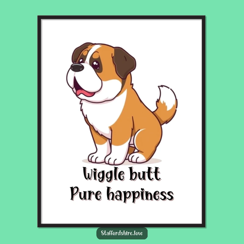 Free Printable Wall Art: Excited Saint Bernard, Funny Downloadable Decor for a Joyful Home