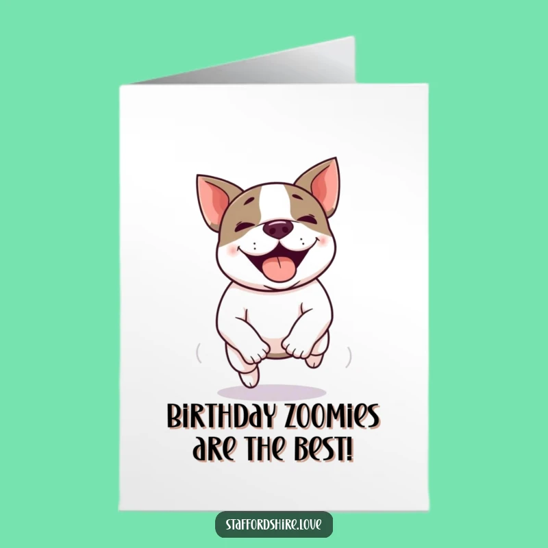 Free Printable Birthday Card: Kawaii Staffy Zoomie, Hilarious Downloadable Gift