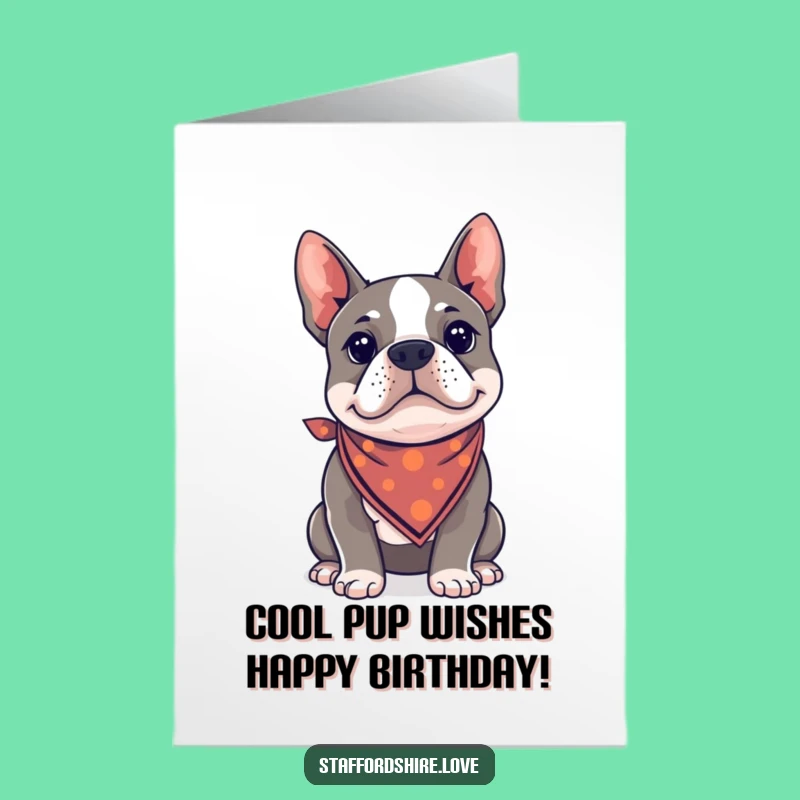 Free Printable Birthday Card: Cool Staffy Bandana, Stylish Downloadable Gift