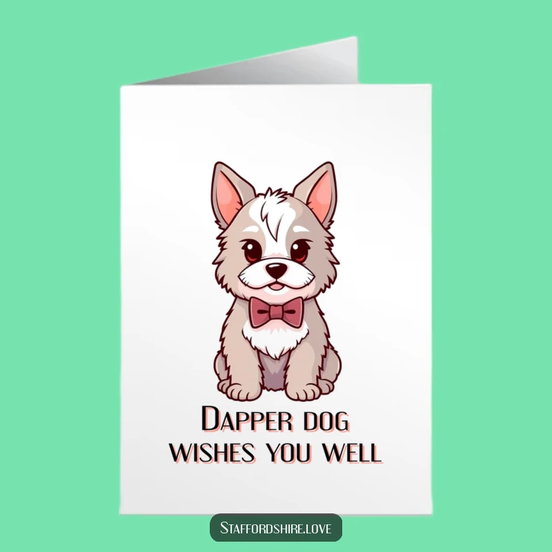 Free Printable Birthday Card: Proud Staffordshire Dog Bowtie Fun Downloadable Gift