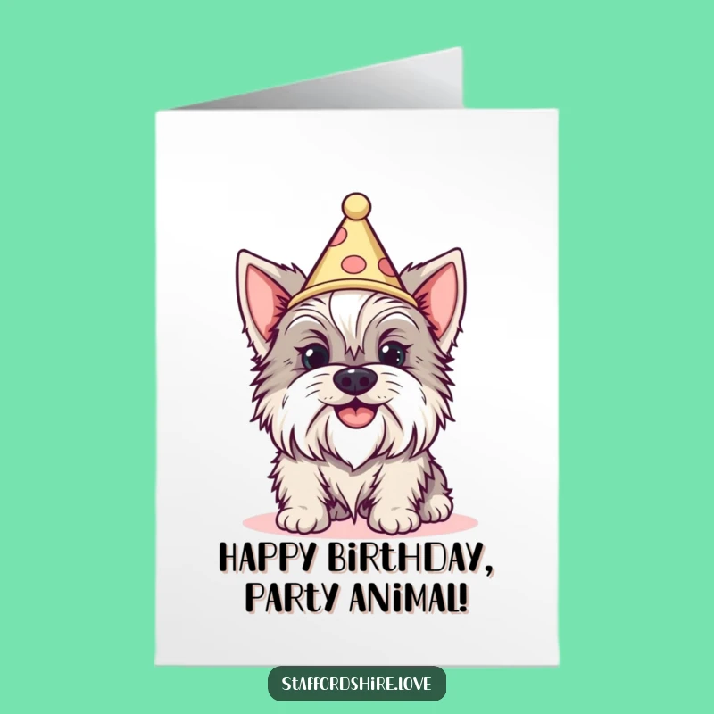 Free Printable Birthday Card: Silly Staffy Cone Hat, Hilarious Downloadable Gift