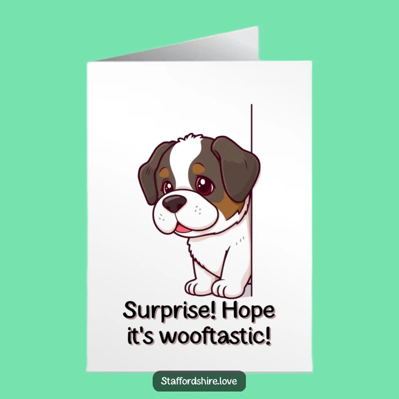 Free Printable Birthday Card: Mischievous Saint Bernard's Secret Wish for Fun