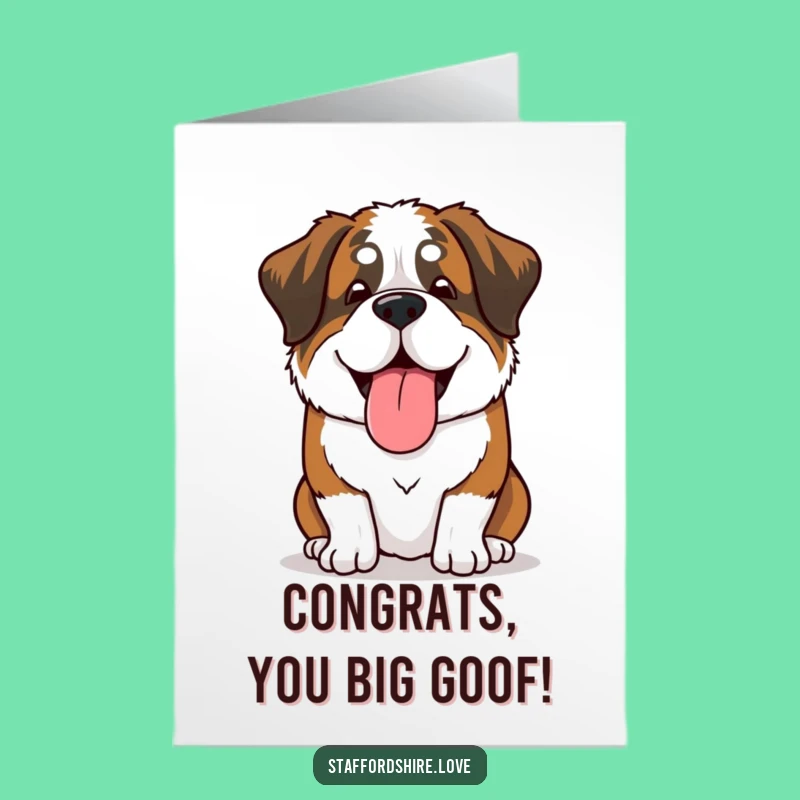 Free Printable Congratulations Card: Happy Saint Bernard, Funny Downloadable Success