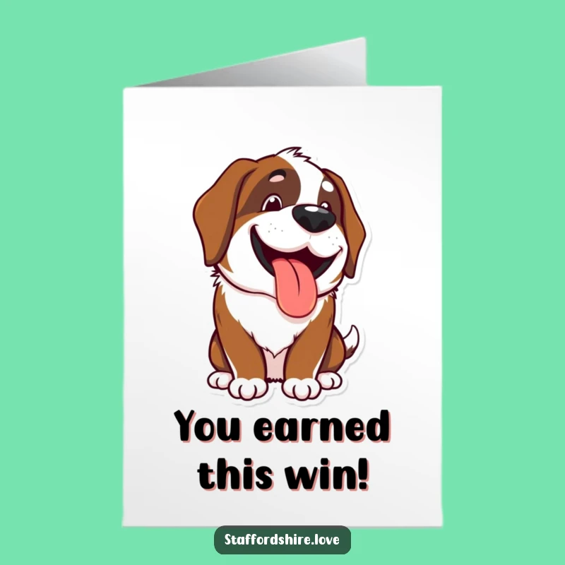 Free Printable Congrats Card: Happy Kawaii Saint Bernard, Funny Dog Downloadable Gift