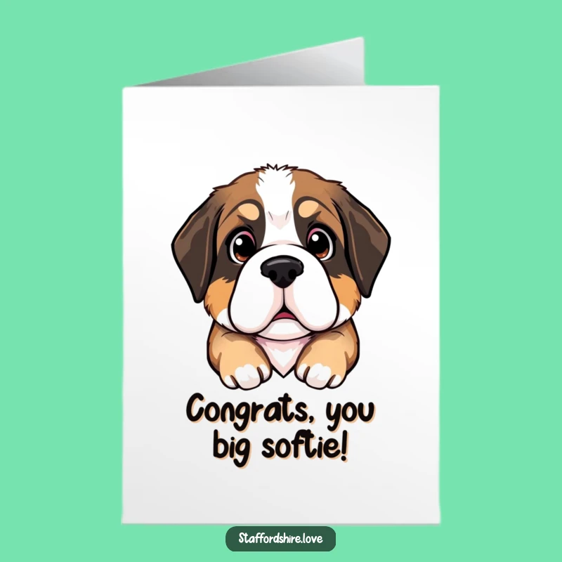 Free Printable Congratulations Card: Pleading Puppy Saint Bernard, Funny Downloadable Achievement