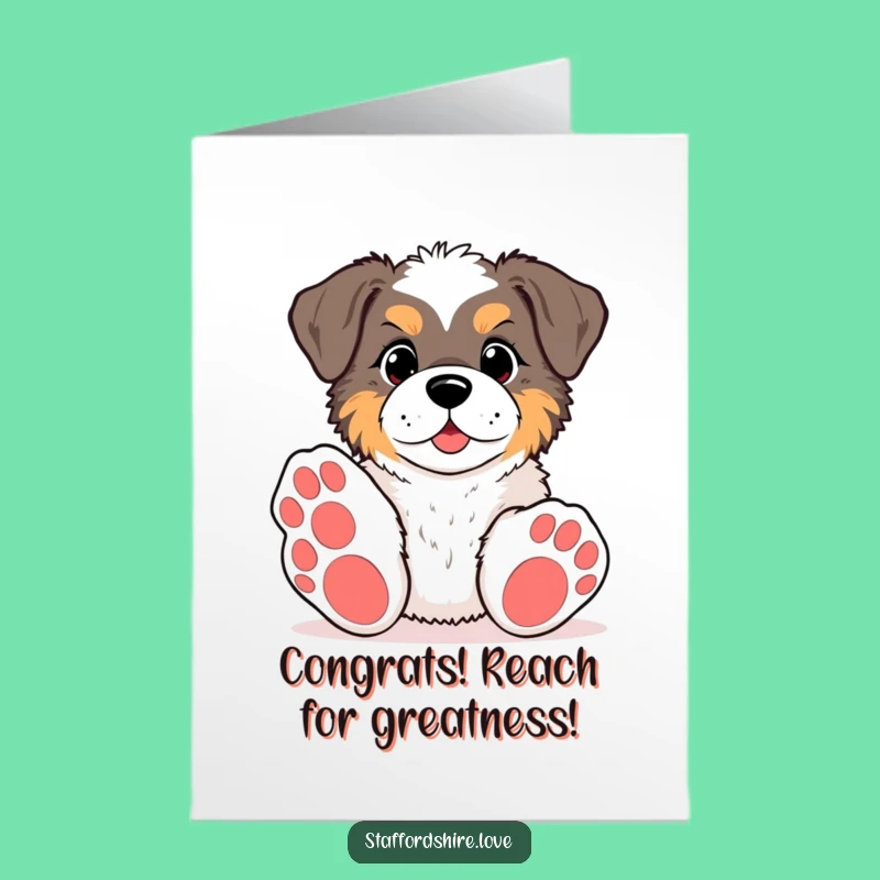 Free Printable Staffy Congrats Card: Funny Big Paws Toy Reach