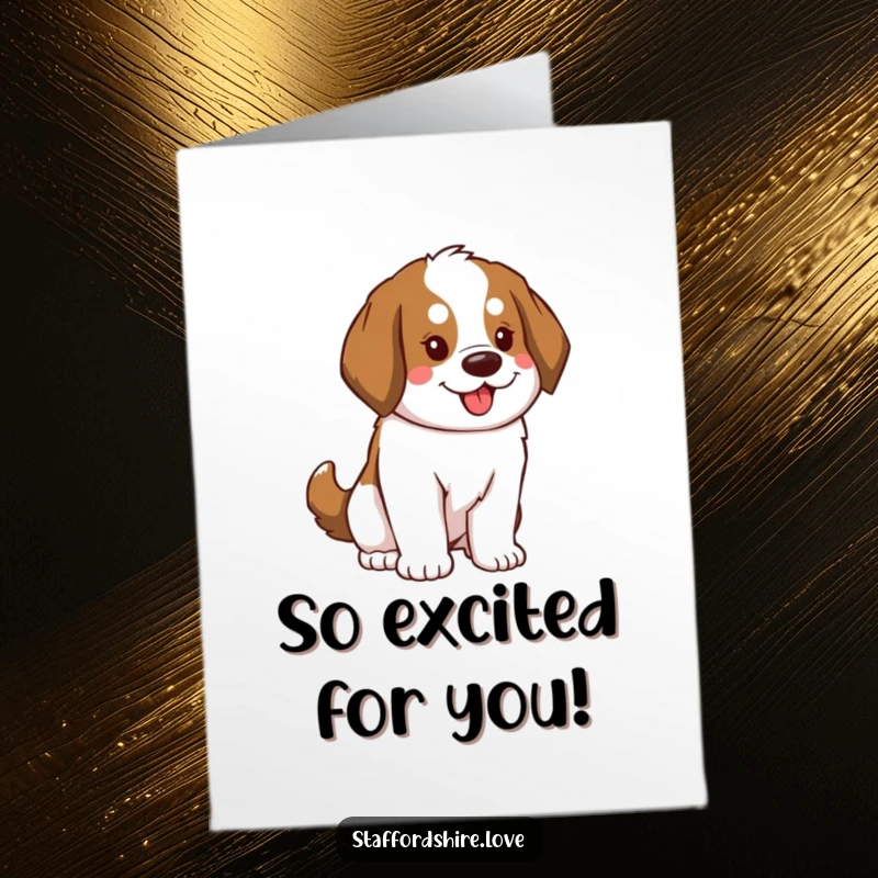 Funny Free Printable Congratulations Card: Saint Bernard's fluffy tail wags enthusiastically, celebrating your success with glee.