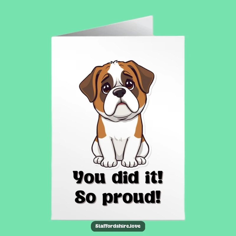 Free Printable Congrats Card: Confused Kawaii Saint Bernard, Funny Dog Downloadable Gift