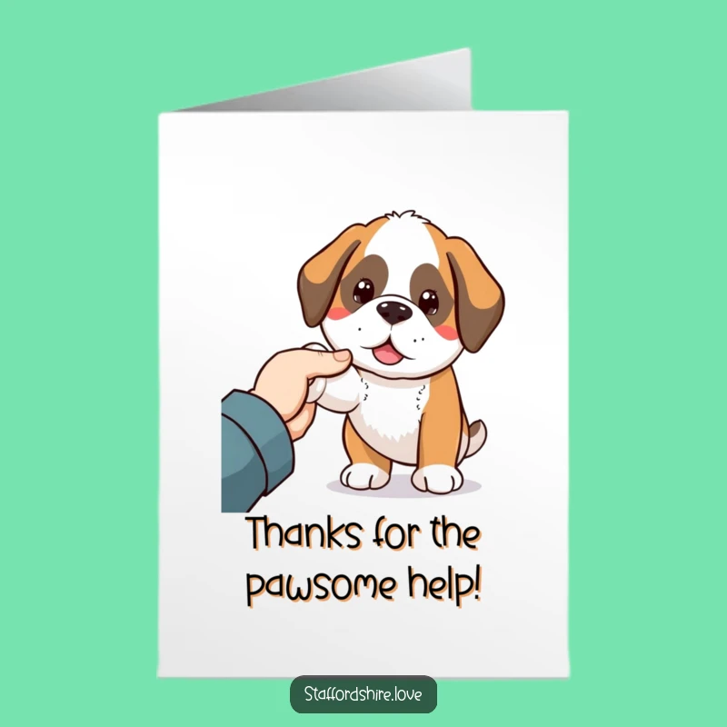 Free Printable Kawaii Saint Bernard Thank You Card: Funny Dog Nudge Downloadable