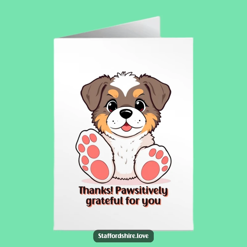 Free Printable Staffy Thank You Card: Funny Big Paws Toy Gift