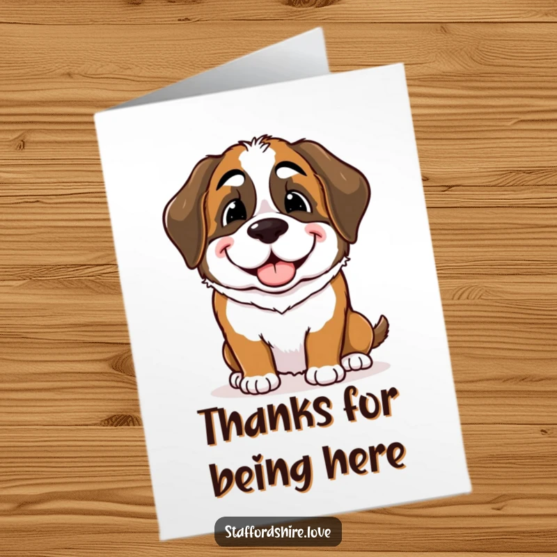 Free Printable Thank You Card: Heartwarming Saint Bernard gives a gentle nudge with a big, sincere, and joyful smile.