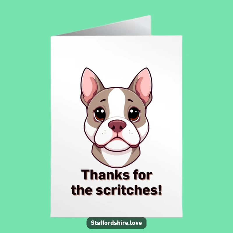 Free Printable Thank You Card: Curious Staffy - Downloadable & Humorous Gift