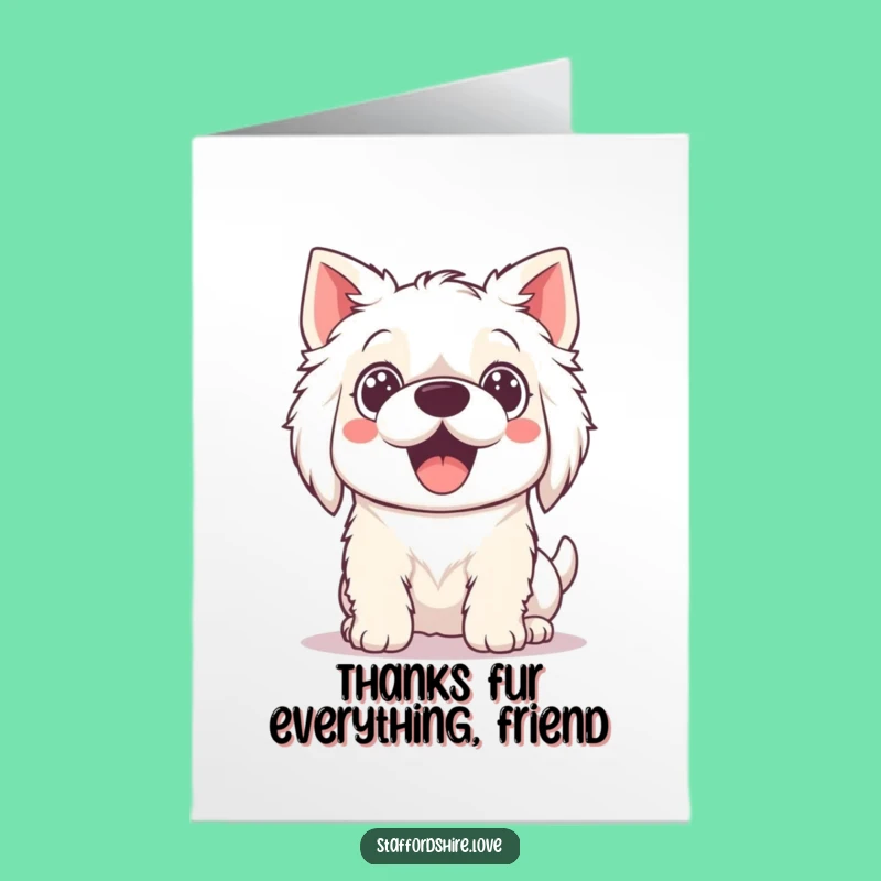 Free Printable Kawaii Staffordshire Thank You Card: Grateful Dog, Funny Downloadable Gift