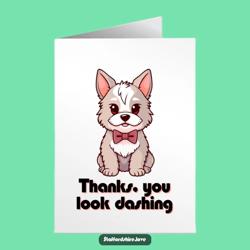 Free Printable Thank You Card: Grateful Staffordshire Bowtie Thanks Downloadable Gift