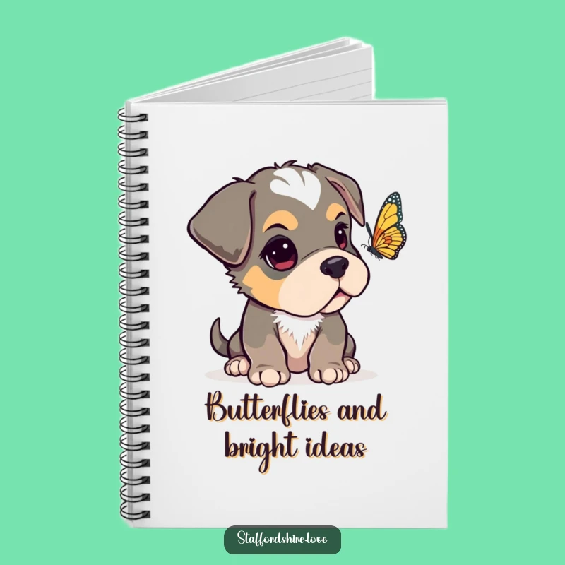 Funny Curious Staffy Notebook, Adorable Dog Journal, Whimsical Gift