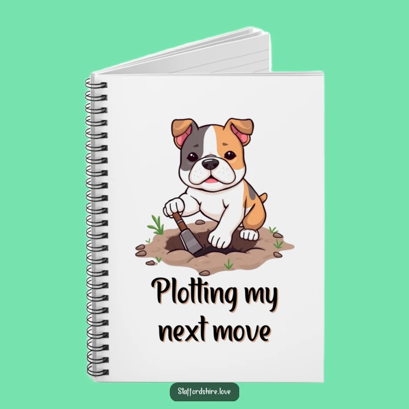 Funny Kawaii Staffy Notebook - Jot Down Goals with Determined Charm