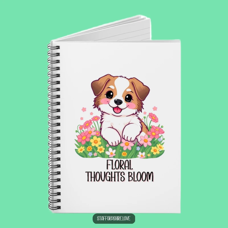 Funny Staffy Flower Roll Notebook: Cute Happy Dog Journal Gift