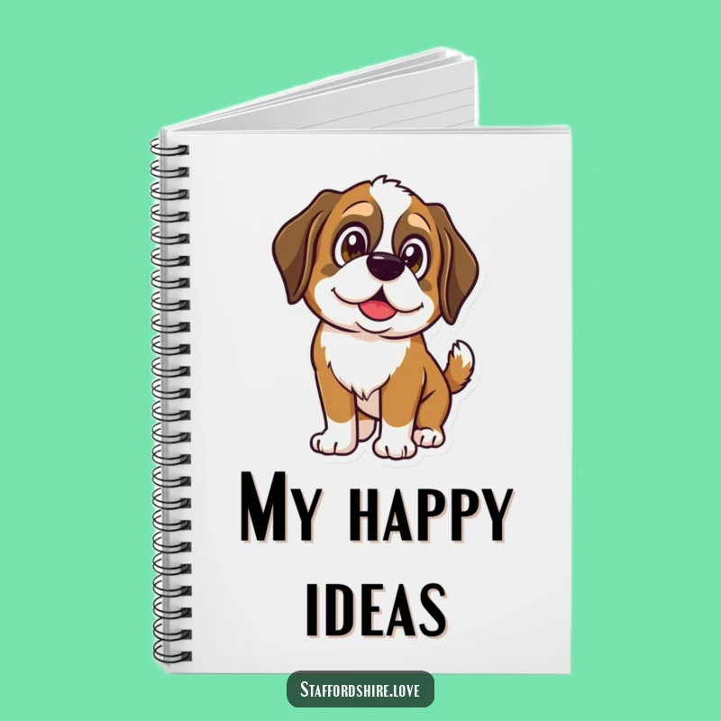 Funny Saint Bernard Wagging Notebook - Shining Eyes Dog Journal