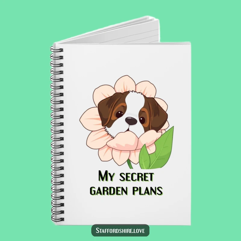 Funny Saint Bernard Flower Notebook - Peekaboo Dog Journal