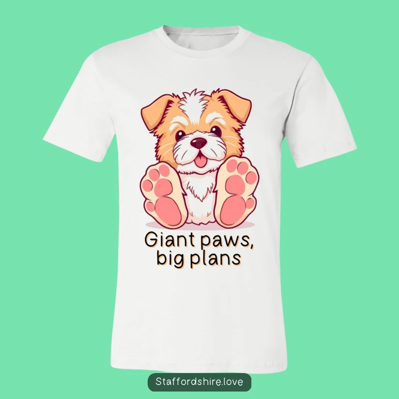 Funny Big Paws Staffordshire T-Shirt - Cute Canine Apparel Gift