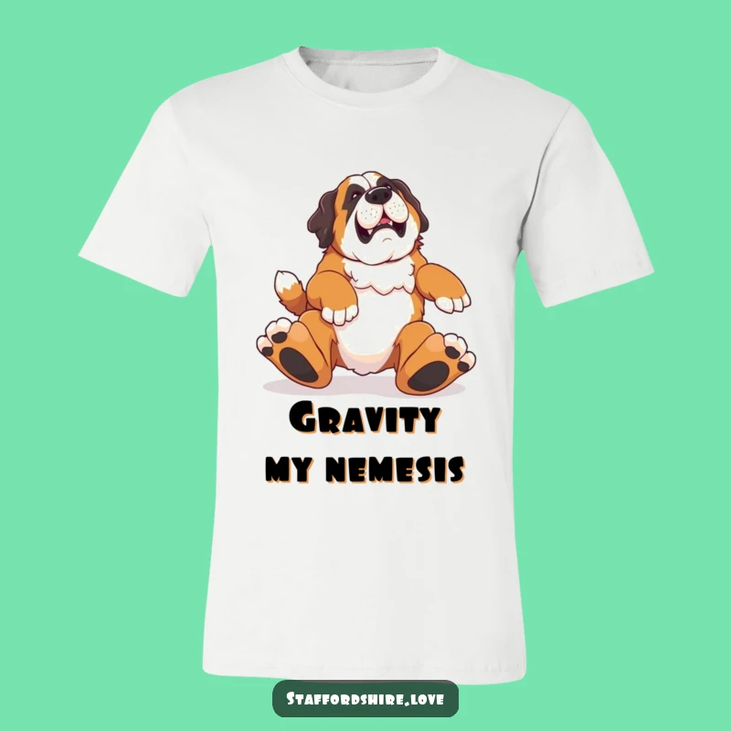 Funny Saint Bernard Tripping T-Shirt: Wear Your Love for Clumsy Pups with Humor