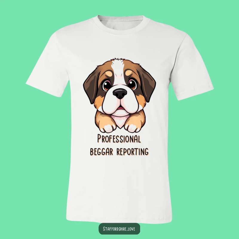 Funny Saint Bernard Puppy T-Shirt: Large Pleading Eyes for a Hilarious & Cute Gift