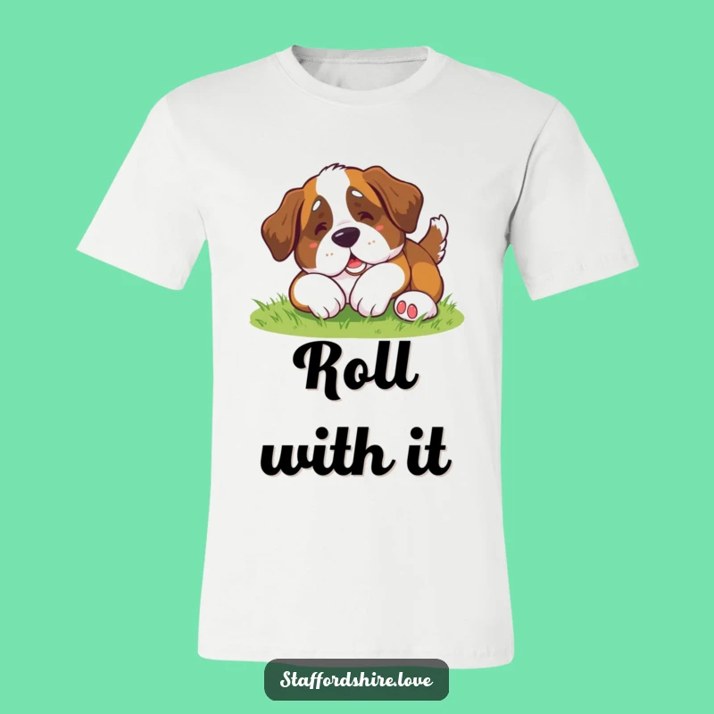 Funny Saint Bernard Roll T-Shirt: Wear Your Dog's Clumsy Charm!