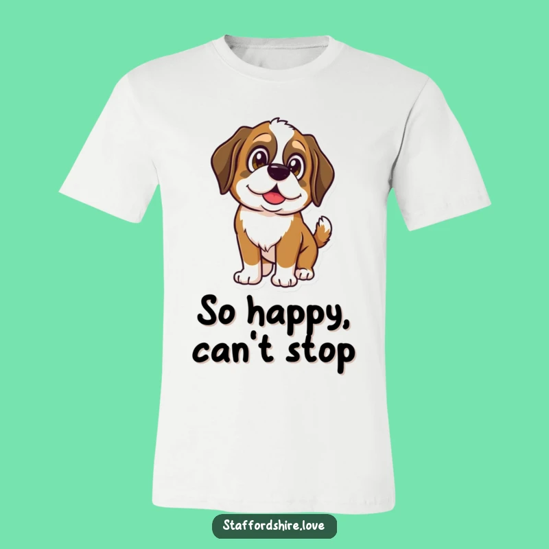 Funny Saint Bernard Wagging Tee - Shining Eyes Dog T-Shirt